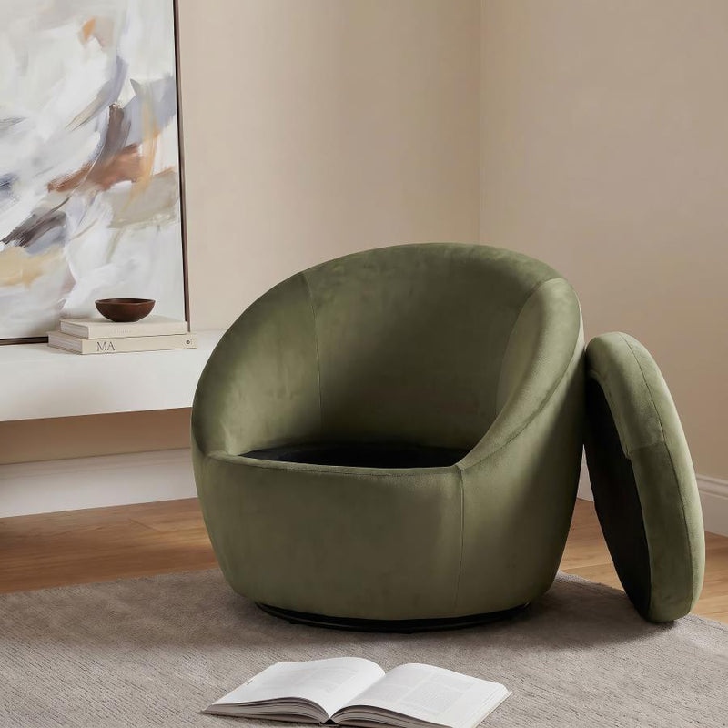 Myernick Velvet Upholstered Swivel Accent Chair Olive