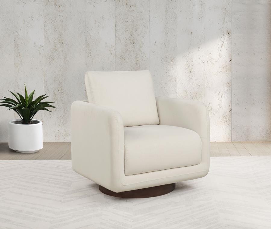 Iris Fabric Upholstered Swivel Accent Chair Ivory | Ivory | 903255