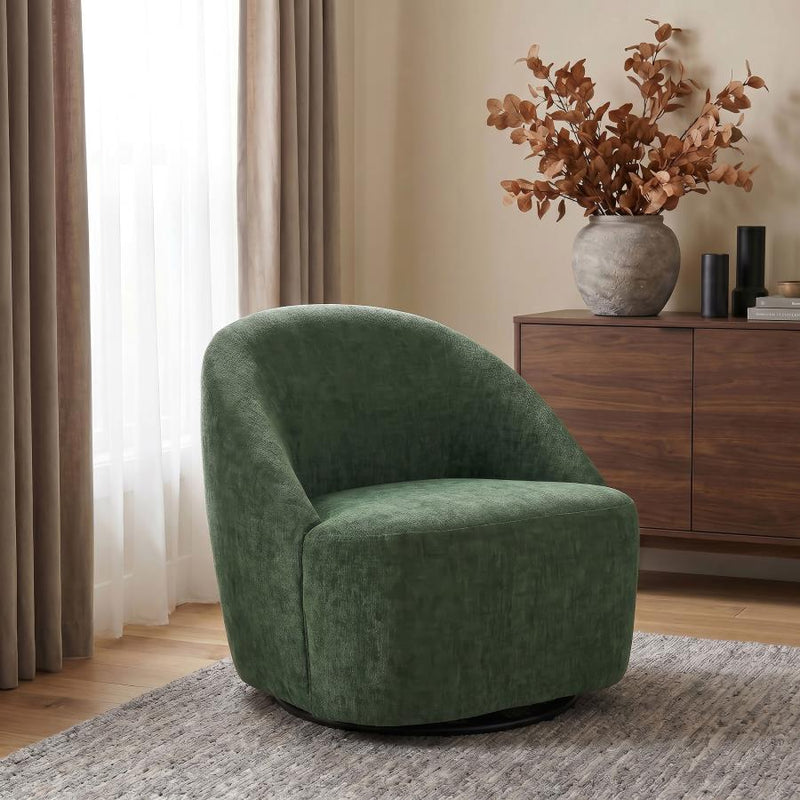 Leon Chenille Upholstered Swivel Accent Chair Green