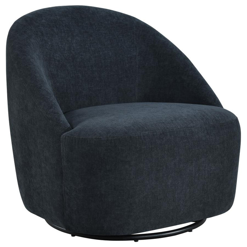 Leon Chenille Upholstered Swivel Accent Chair Black