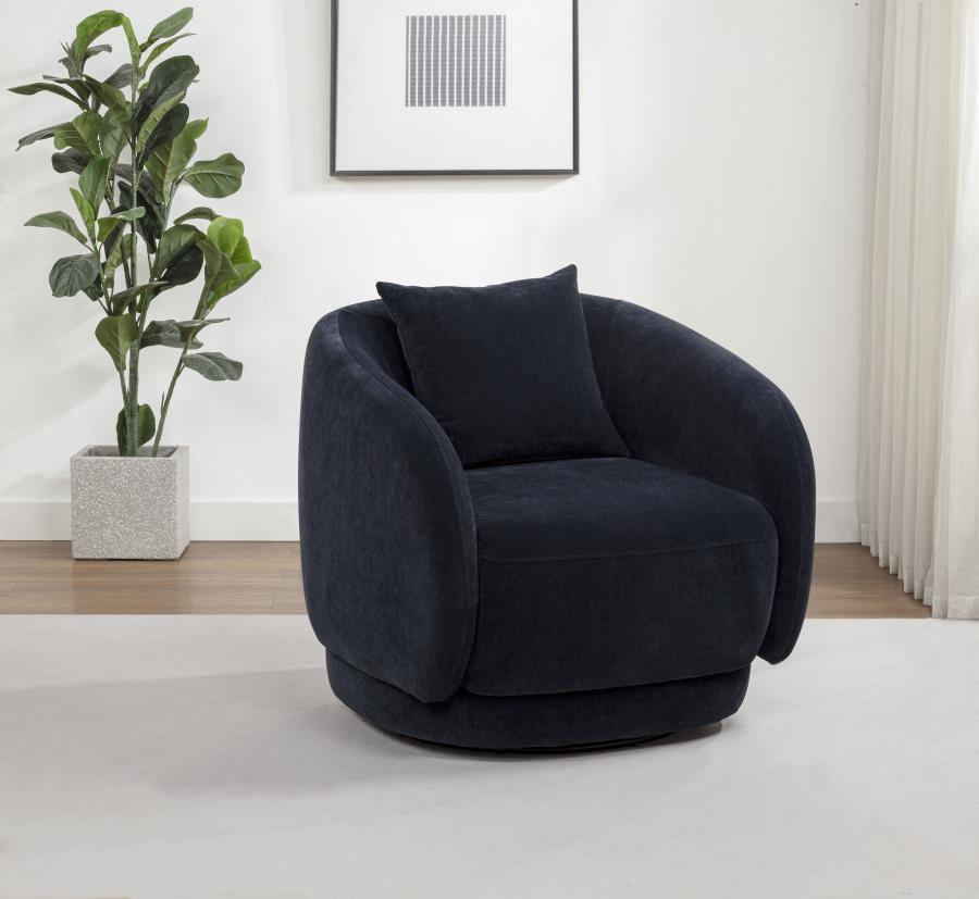 Arnaud Chenille Upholstered Swivel Accent Chair Navy | Full | Blue | Navy | 903487