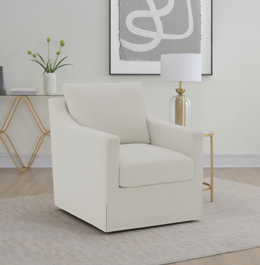 Winter Upholstered Sloped Arm Accent Swivel Chair Beige | Beige | 904133