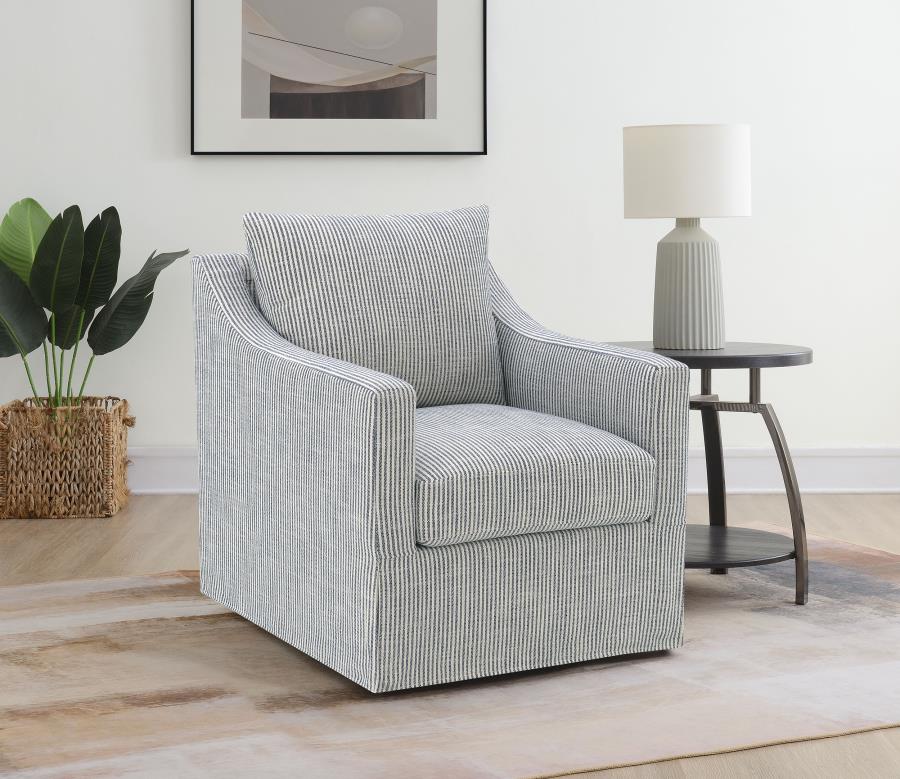 Winter Upholstered Sloped Arm Accent Swivel Chair Grey | Grey | 904137
