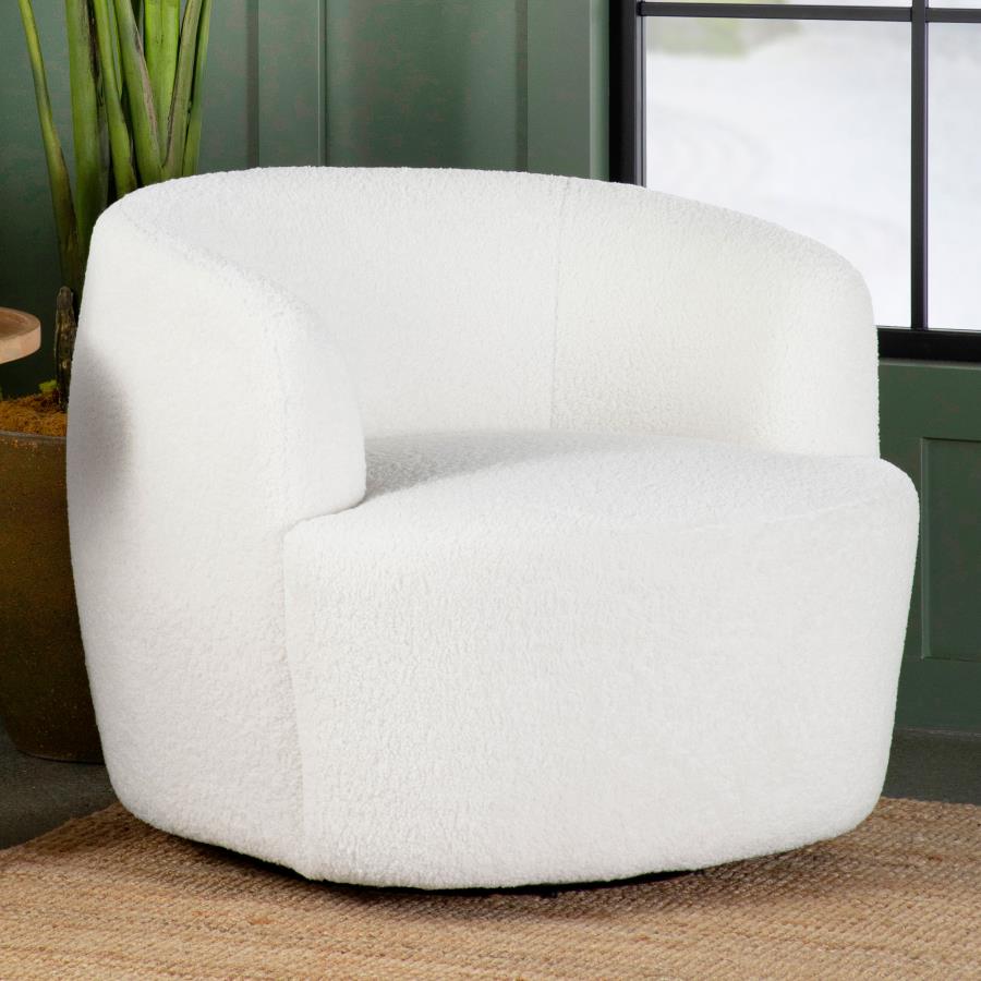 Hudson Faux Sheepskin Upholstered Swivel Chair Natural | King | Ivory | 905726