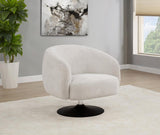 Dave Upholstered Barrel Back Swivel Club Chair Beige | Full | Beige | 905739