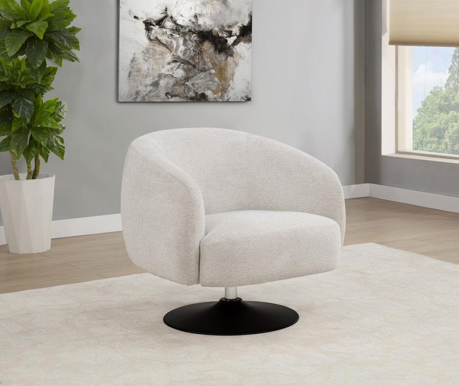 Dave Upholstered Barrel Back Swivel Club Chair Beige | Full | Beige | 905739
