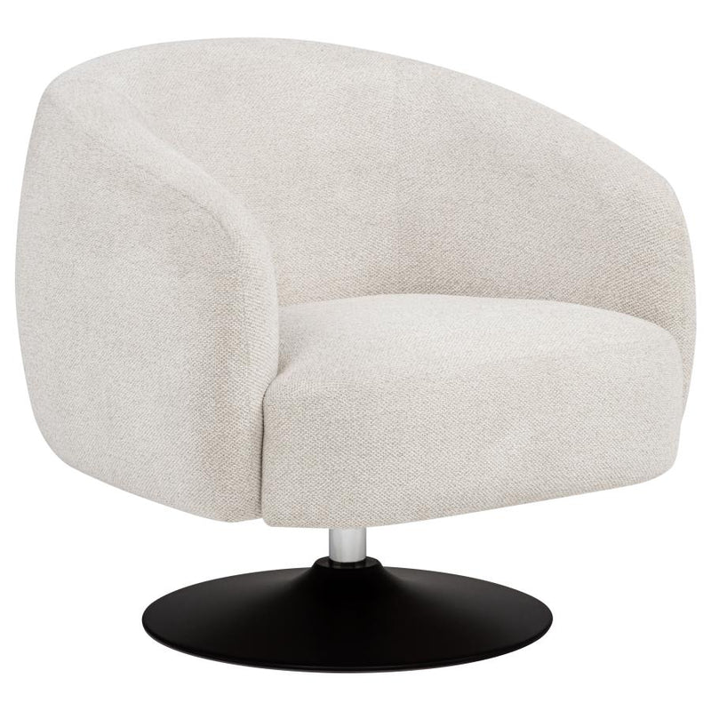 Dave Upholstered Barrel Back Swivel Club Chair Beige