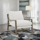 Geneva Boucle Upholstered Wood Arm Accent Chair Sand | King | Beige | Sand | 907509