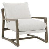 Geneva Boucle Upholstered Wood Arm Accent Chair Sand | King | Beige | Sand | 907509