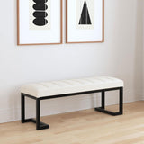 Mesa Boucle Upholstered Tufted Accent Bench Vanilla | Full | Ivory | Vanilla | 907514