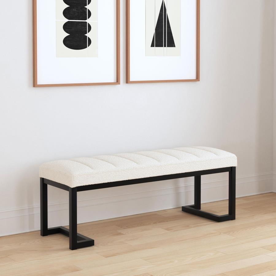 Mesa Boucle Upholstered Tufted Accent Bench Vanilla | Full | Ivory | Vanilla | 907514