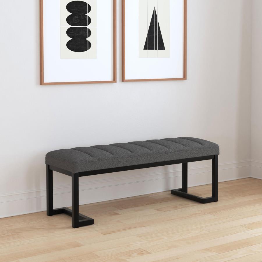 Mesa Boucle Upholstered Tufted Accent Bench Charcoal | Full | Grey | Charcoal | 907516