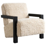 Fitzroy Faux Fur Upholstered Chair Solid Wood Arms Latte | King | Beige | Latte | 907533
