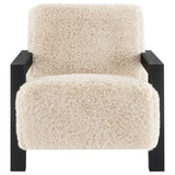 Fitzroy Faux Fur Upholstered Chair Solid Wood Arms Latte | King | Beige | Latte | 907533