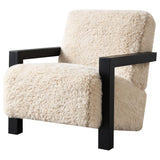 Fitzroy Faux Fur Upholstered Chair Solid Wood Arms Latte | King | Beige | Latte | 907533