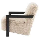 Fitzroy Faux Fur Upholstered Chair Solid Wood Arms Latte | King | Beige | Latte | 907533