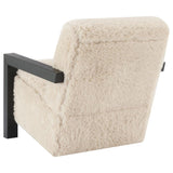Fitzroy Faux Fur Upholstered Chair Solid Wood Arms Latte | King | Beige | Latte | 907533