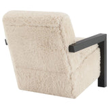 Fitzroy Faux Fur Upholstered Chair Solid Wood Arms Latte | King | Beige | Latte | 907533