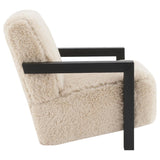 Fitzroy Faux Fur Upholstered Chair Solid Wood Arms Latte | King | Beige | Latte | 907533