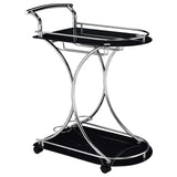 Elfman 2-tier Glass Shelf Metal Bar Cart Black and Chrome | Black | 910001