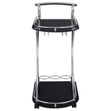 Elfman 2-tier Glass Shelf Metal Bar Cart Black and Chrome | Black | 910001