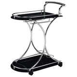 Elfman 2-tier Glass Shelf Metal Bar Cart Black and Chrome | Black | 910001