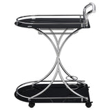 Elfman 2-tier Glass Shelf Metal Bar Cart Black and Chrome | Black | 910001