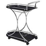 Elfman 2-tier Glass Shelf Metal Bar Cart Black and Chrome | Black | 910001