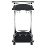 Elfman 2-tier Glass Shelf Metal Bar Cart Black and Chrome | Black | 910001