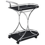 Elfman 2-tier Glass Shelf Metal Bar Cart Black and Chrome | Black | 910001