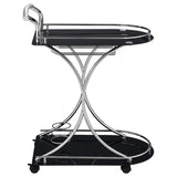 Elfman 2-tier Glass Shelf Metal Bar Cart Black and Chrome | Black | 910001