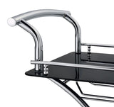 Elfman 2-tier Glass Shelf Metal Bar Cart Black and Chrome | Black | 910001