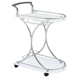 Elfman 2-tier Glass Shelf Metal Bar Cart White and Chrome | White | 910002