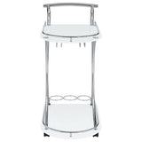 Elfman 2-tier Glass Shelf Metal Bar Cart White and Chrome | White | 910002