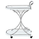 Elfman 2-tier Glass Shelf Metal Bar Cart White and Chrome | White | 910002