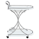 Elfman 2-tier Glass Shelf Metal Bar Cart White and Chrome | White | 910002