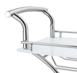 Elfman 2-tier Glass Shelf Metal Bar Cart White and Chrome | White | 910002