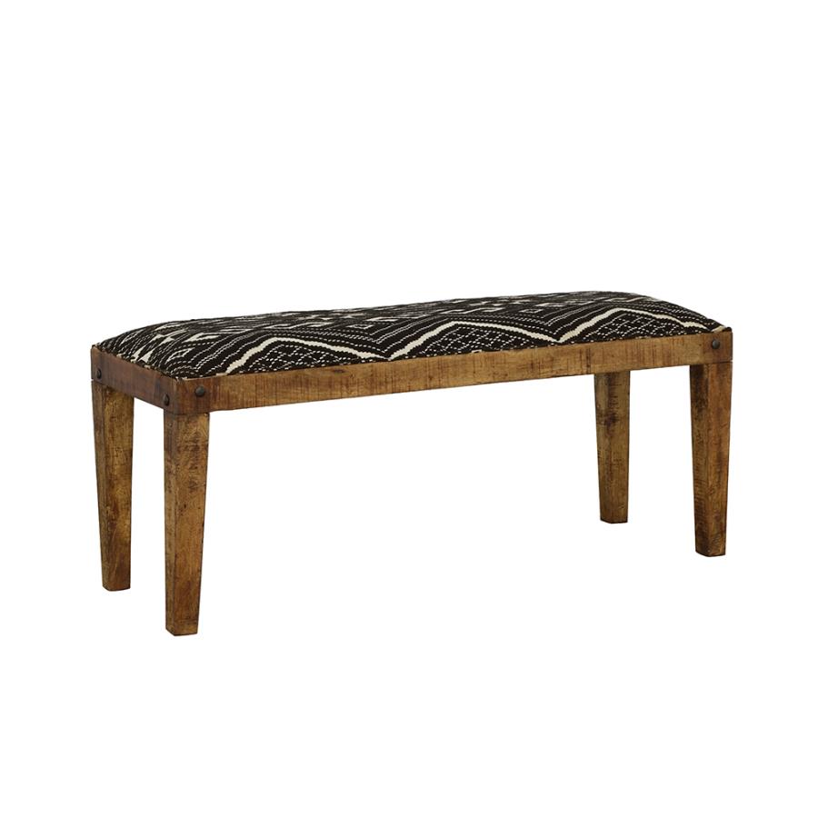 Lamont Fabric Upholstered Accent Bench Black and Natural | King | Brown | Rustic Brown | 910177