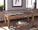 Lamont Fabric Upholstered Accent Bench Black and Natural | King | Brown | Rustic Brown | 910177