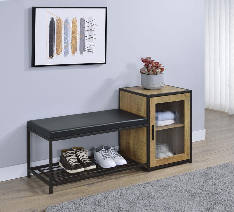 Martino Shoe Storage Entryway Bench with Cabinet Mango and Black