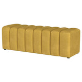 Summer Fabric Upholstered Tufted Accent Bench Mustard Yellow | Full | Yellow | Mustard Yellow | 910292