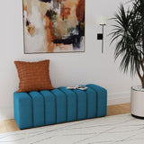 Summer Fabric Upholstered Tufted Accent Bench Peacock Blue | Full | Blue | Peacock Blue | 910293