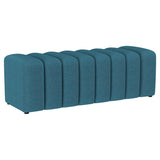 Summer Fabric Upholstered Tufted Accent Bench Peacock Blue | Full | Blue | Peacock Blue | 910293