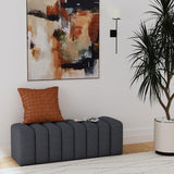 Summer Fabric Upholstered Tufted Accent Bench Charcoal | Full | Black | Charcoal | 910294