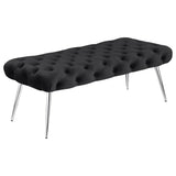 Ella Upholstered Tufted Bench Stainless Steel Legs Black | Full | Black | 910333