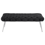 Ella Upholstered Tufted Bench Stainless Steel Legs Black | Full | Black | 910333