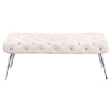Ella Upholstered Tufted Bench Stainless Steel Legs Ivory | Full | Ivory | 910334