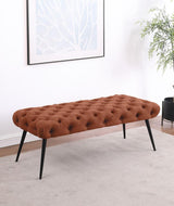 Ella Upholstered Tufted Bench Metal Legs Rust | Full | Orange | Rust | 910335