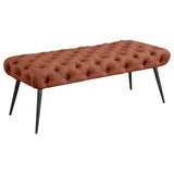 Ella Upholstered Tufted Bench Metal Legs Rust | Full | Orange | Rust | 910335