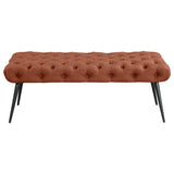 Ella Upholstered Tufted Bench Metal Legs Rust | Full | Orange | Rust | 910335